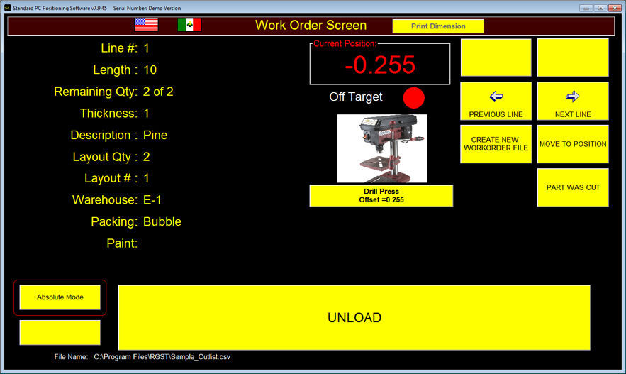 Workorder Fileload Screen