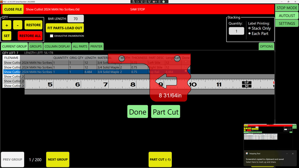 RazorGage ST Software Main Screen